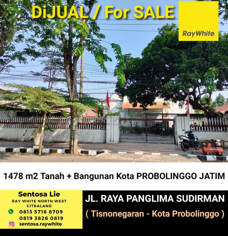 Dijual 1478 m2 Tanah Plus Bangunan Jalan Raya Panglima Sudirman - Tisnonegaran - Kota Probolinggo - Jawa Timur - Strategis Lokasi