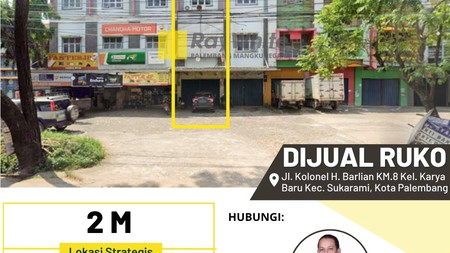 DIJUAL RUKO JALAN UTAMA KOTA PALEMBANG