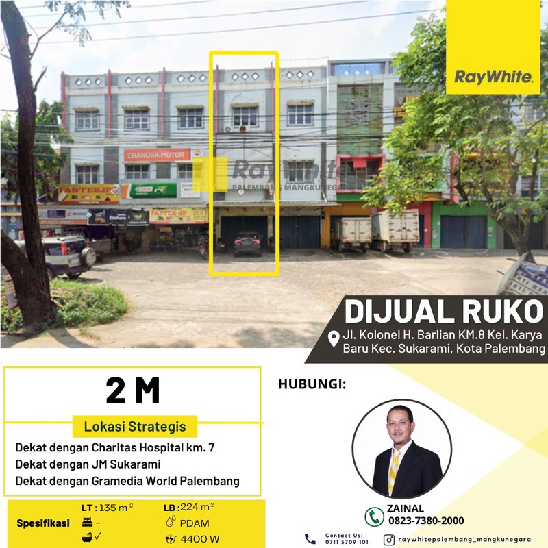 DIJUAL RUKO JALAN UTAMA KOTA PALEMBANG