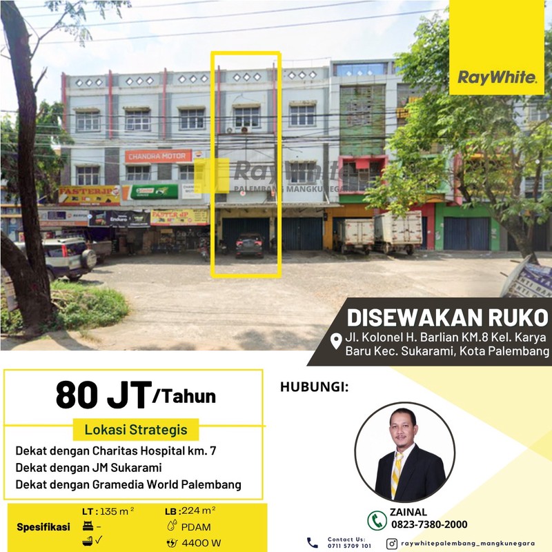 DISEWAKAN RUKO 1 PINTU DIJALAN UTAMA KOTA