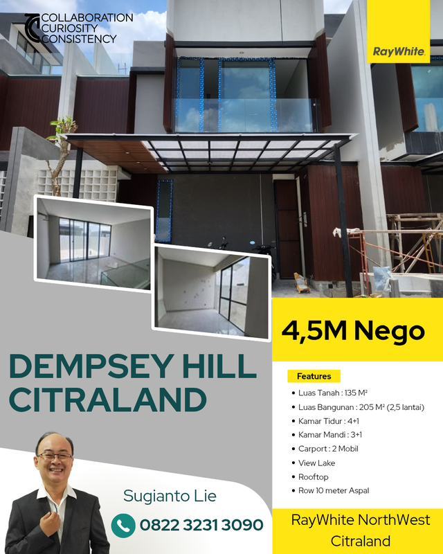 DIJUAL RUMAH BARU DEMPSEY HILL CITRALAND SURABAYA BARAT