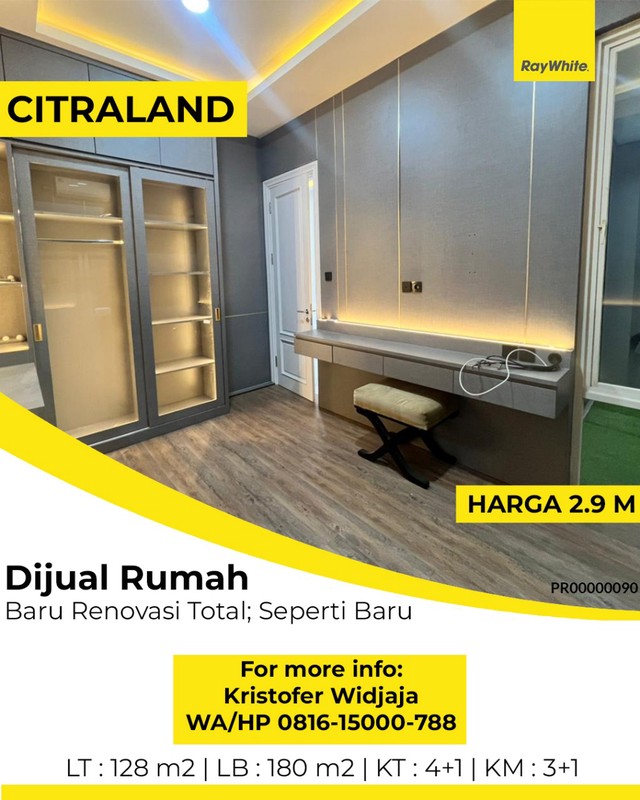 Dijual Rumah Taman Puspa Raya, Citraland, Surabaya Baru renovasi total seperti baru