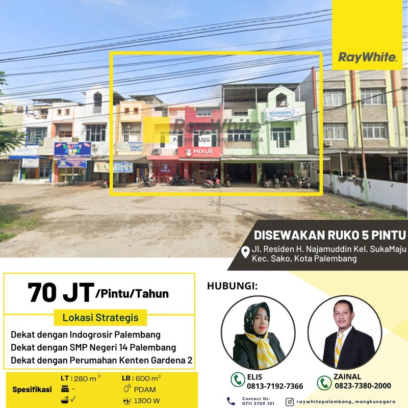DISEWAKAN 5 UNIT RUKO AREA PUSAT KERAMAIAN KOTA