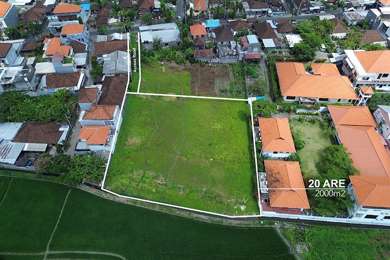 Leasehold - Tranquil 2000 sqm Leasehold Land with Rice Field View in Babakan, Canggu