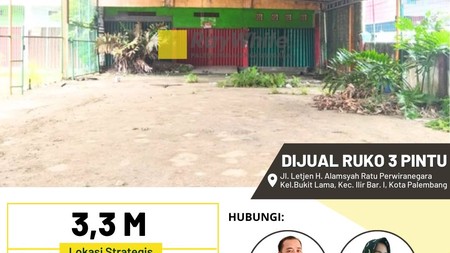 Dijual Cepat Ruko 3 Pintu di Jl Letjen H Alamsyah Ratu Perwiranegara Kota Palembang