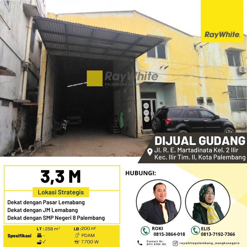 Dijual Cepat Gudang di Jl R.E Martadinata Kel 2 Ilir Kec Ilir Timur 2 Kota Palembang