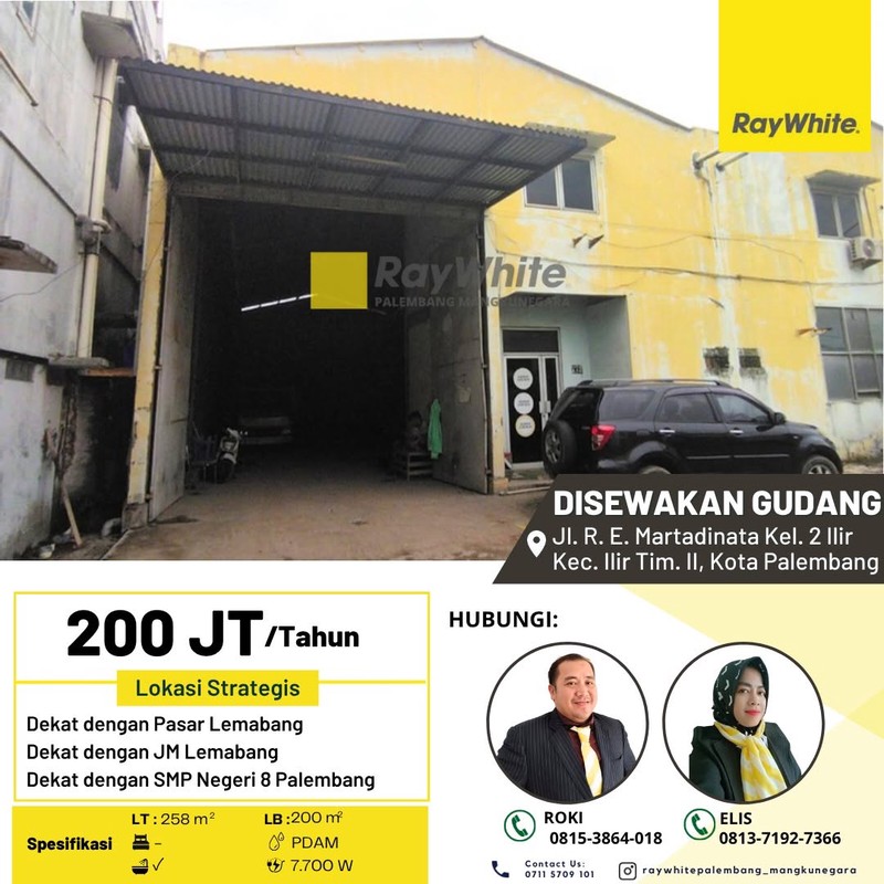 Disewakan Gudang di Jl R.E Martadinata Kota Palembang