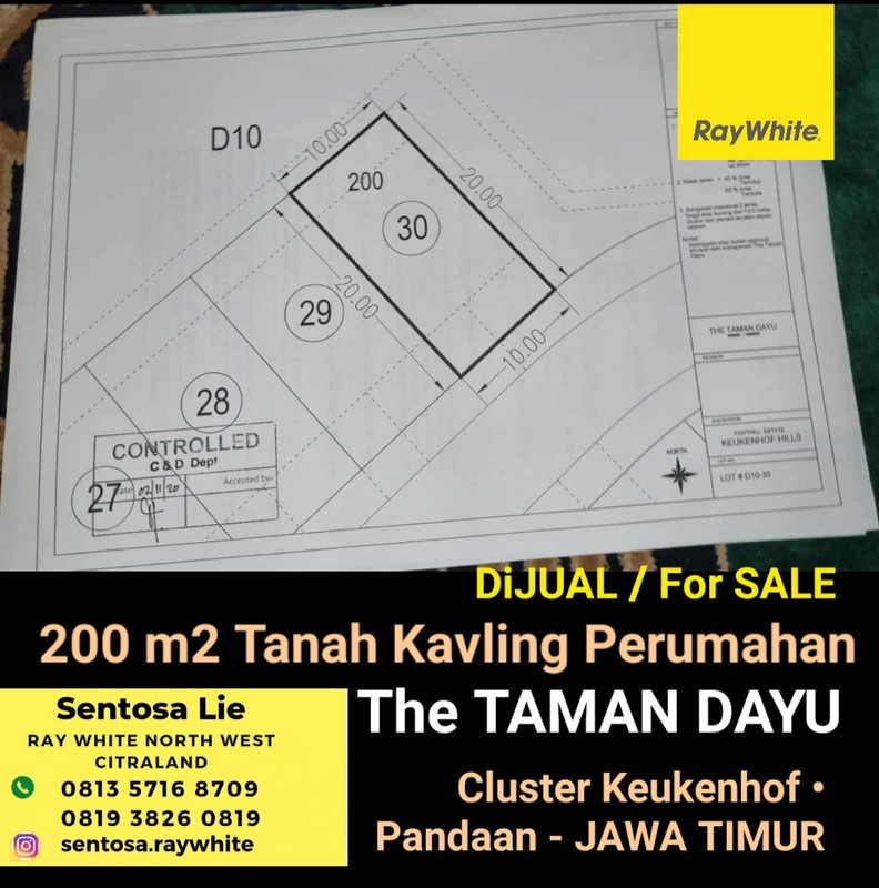 MURAH Dijual 200 m2 Tanah Kavling The Taman Dayu - Cluster Keukenhof - Pandaan - Pasuruan - Jawa Timur 