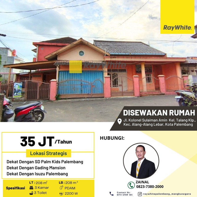 DISEWAKAN 1 UNIT RUMAH TENGAH KOTA PALEMBANG