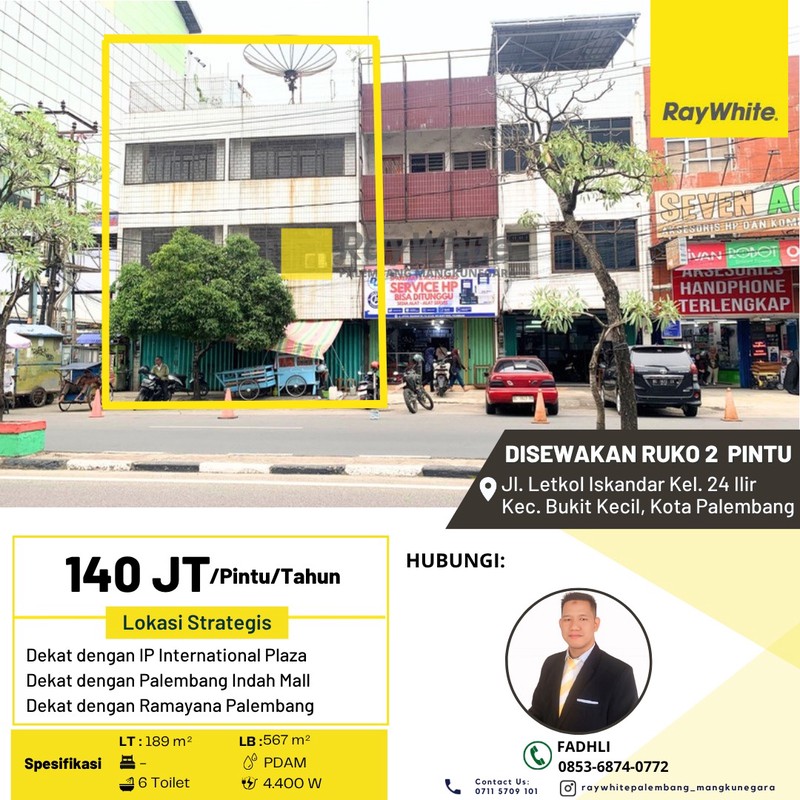 Ruko 2 pintu 3 Lantai dekat Intertional Plaza Palembang