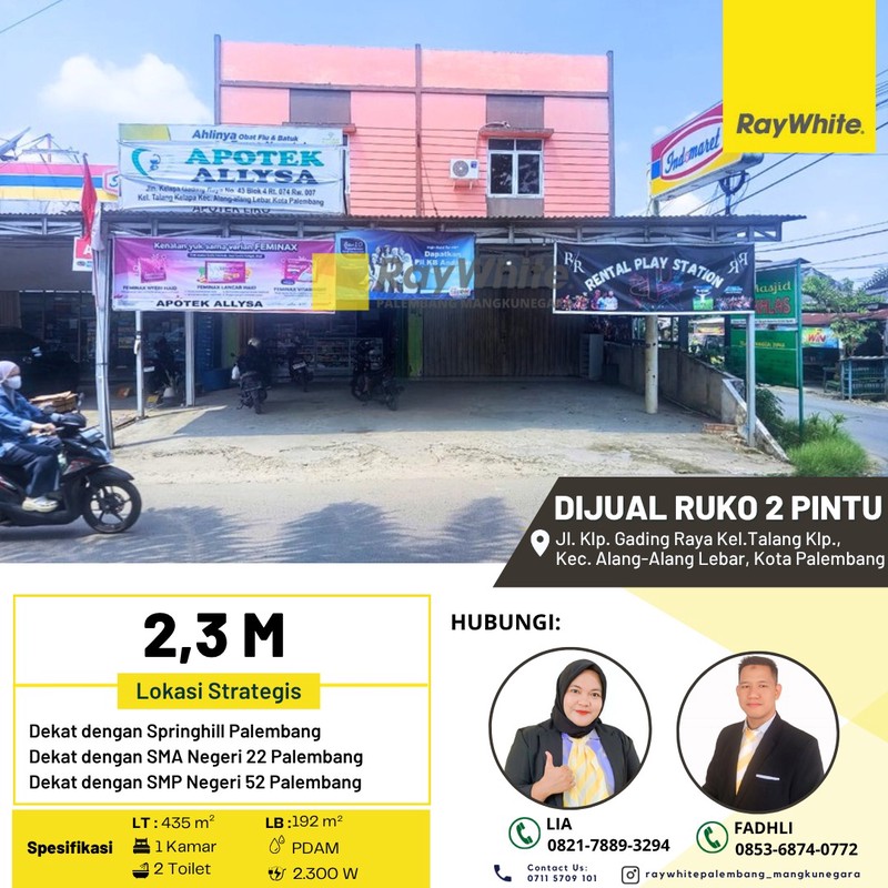 Ruko 2 pintu di talang Kelapa