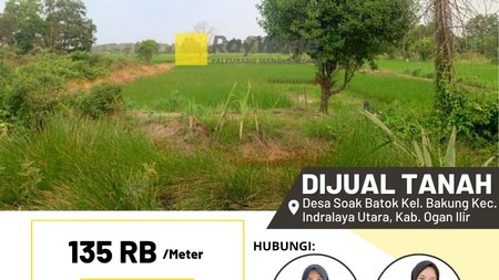 Dijual Tanah di Desa Soak Batok Kel. Bakung Kec. Indralaya Utara, Kab. Ogan Ilir