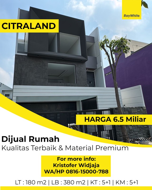 Dijual Rumah Mewah Greenwood Citraland Surabaya - Desain Elegan Material Premium  