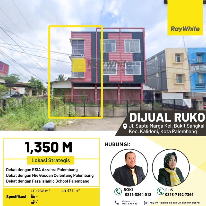 Dijual Cepat Ruko 1 Pintu di Jl Sapta Marga Kota palembang