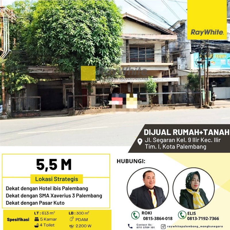 Dijual Cepat Rumah & Tanah di Jl segaran 9 Ilir Kota Palembang