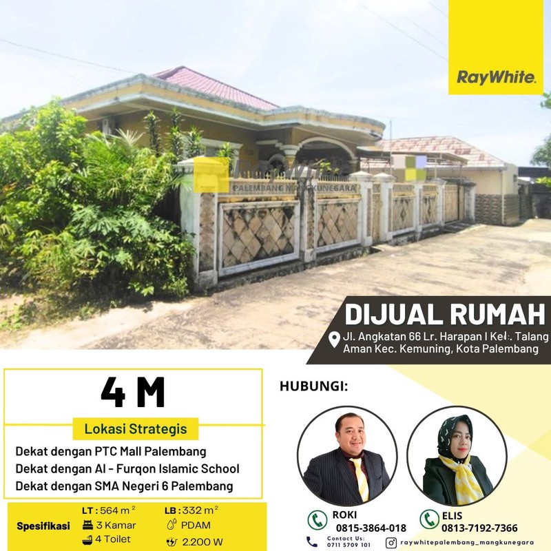 Dijual Cepat Rumah di Jl Angkatan 66 Lr Harapan Kota Palembang
