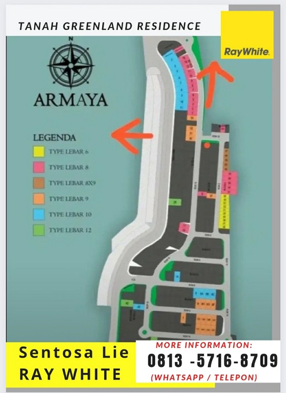 MURAH Rp.5jt-an /m2 Tanah Kavling Greenland Residence - Cluster Armaya Blok B6 - Lokasi Bagus - Terdepan