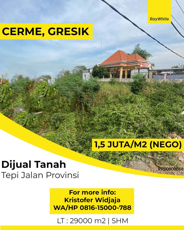 Dijual Tanah Cerme Gresik - Pinggir Jalan Provinsi Dekat Tol
