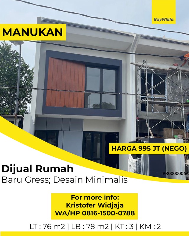 Dijual Rumah Manukan Surabaya Barat - Baru Gress 2 Lantai Siap Huni  