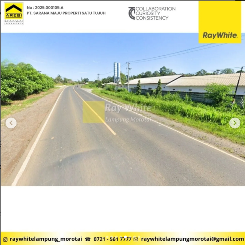 Dijual Tanah dan bonus bangunan gudang Jl. soekarno hatta sidomulyo kalianda