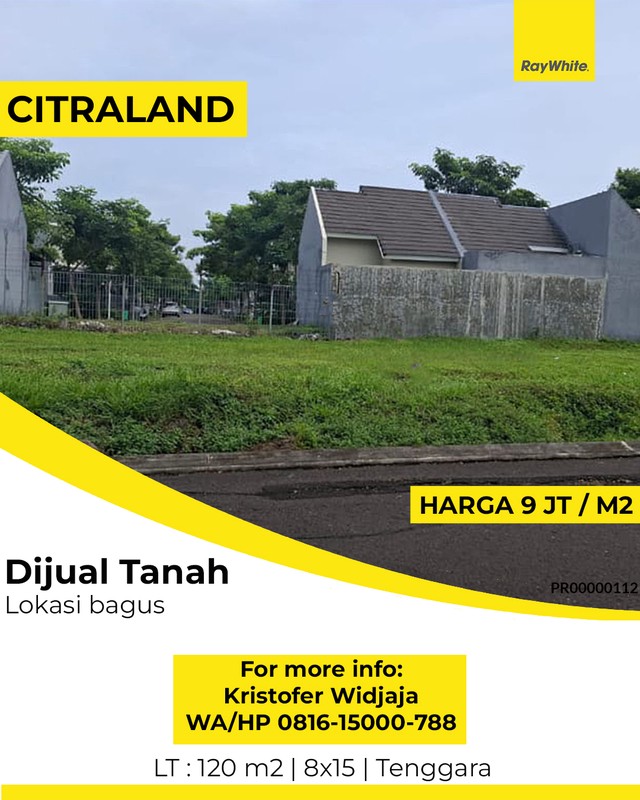 Dijual Tanah Residensial Northwest Park Citraland Utara Surabaya Barat