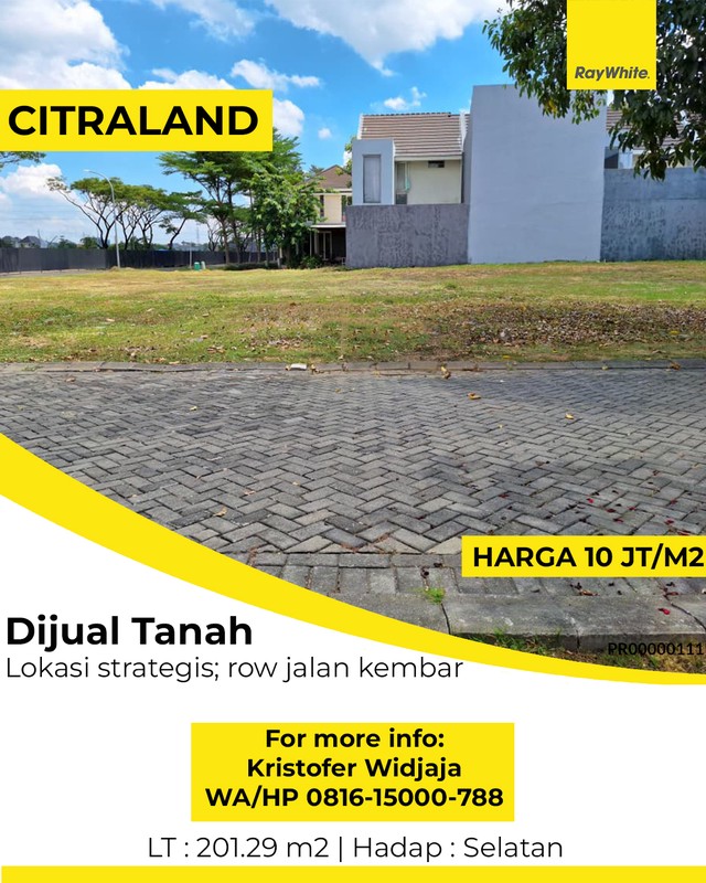 Dijual Tanah Kavling Kotak The Greenlake Citraland Surabaya Barat