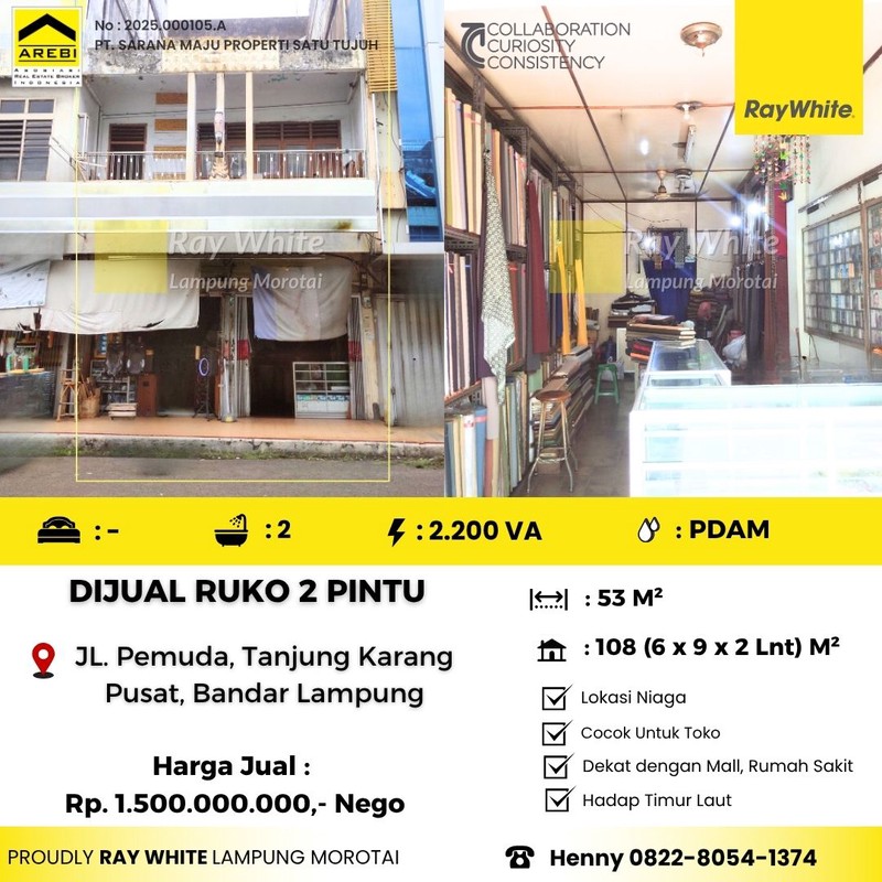 Dijual Ruko 2 pintu 2 lantai