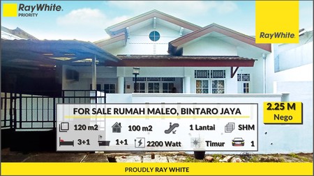 Rumah Siap Huni Bintaro Jaya Luas 120m2 Harga 2.25M Nego