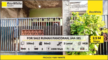 Rumah Siap Bangun di Pancoran Timur, Jak-Sel  Cocok untuk Rumah Kost/Hunian Pribadi