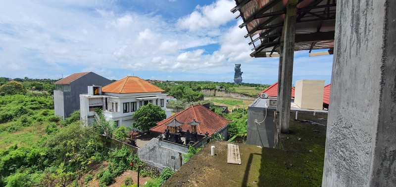 Freehold - Prime 543 sqm Land with Stunning Garuda Wisnu Kencana View & 80% Completed 3-Storey Home on it at an Exclusive Gated Community - BALI