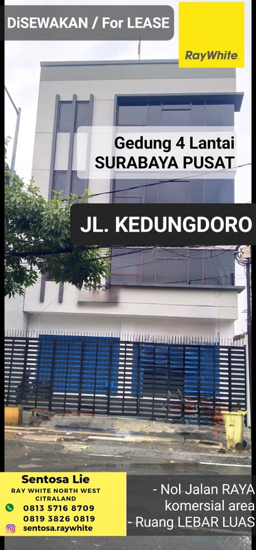 MURAH Disewakan Gedung 4 Lantai Surabaya Pusat Kota Di Jalan Kedungdoro - Komersial Area Cocok Buat Segala Usaha.dekat Jalan Tidar, Arjuno, Diponegoro, Blauran, BG Junction Mall