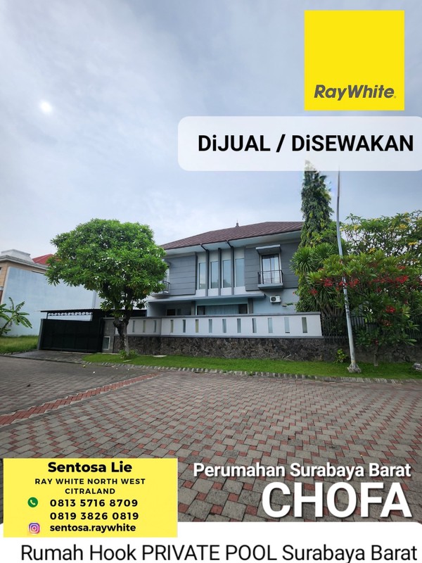 Dijual / Disewakan Rumah The Chofa Plus Kolam Renang Private Pool - Full Furnished Dekat Sukomanunggal, Isen Darmo Harapan, Hokky Buah, Sekolah Iph, Pasar Modern Puncak Permai , Taman Hunian Satelit