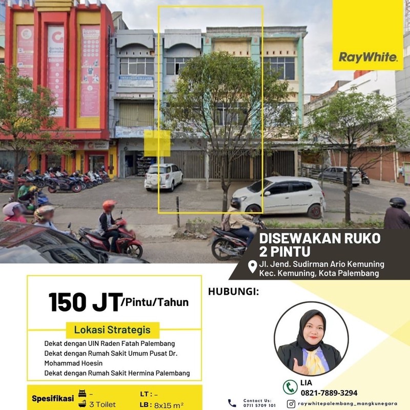 RUKO SEWA 2 PINTU TENGAH KOTA PALEMBANG 