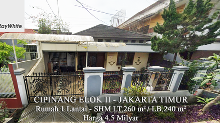 FOR SALE Murah Rumah 1 Lantai Hitung Tanah Kompek Perumahan Cipinang ELok 2 Jakarta Timur
