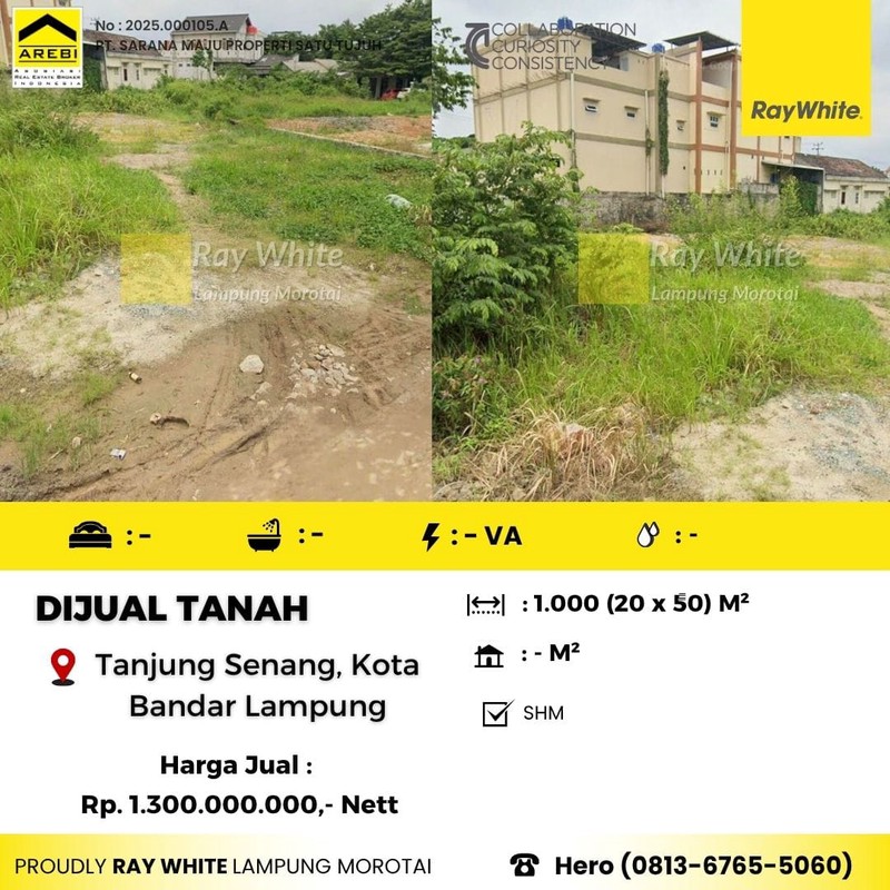 DIJUAL TANAH DI DEKAT FLY OVER UNTUNG SUROPATI TANJUNG SENANG KOTA BANDAR LAMPUNG