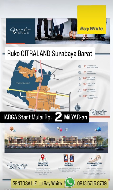 2 Milyar-an Ruko Citraland Grandia Avenue Surabaya Barat - dekat North West Citraland, Bukit Palma , Citra Berkat 