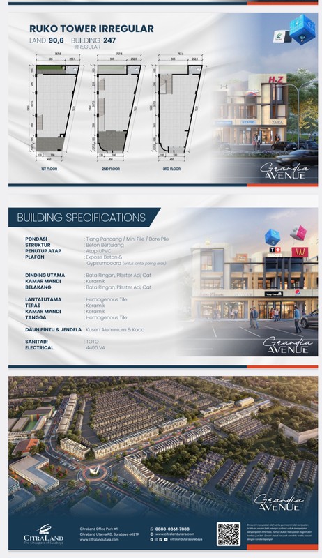 2 Milyar-an Ruko Citraland Grandia Avenue Surabaya Barat - dekat North West Citraland, Bukit Palma , Citra Berkat 