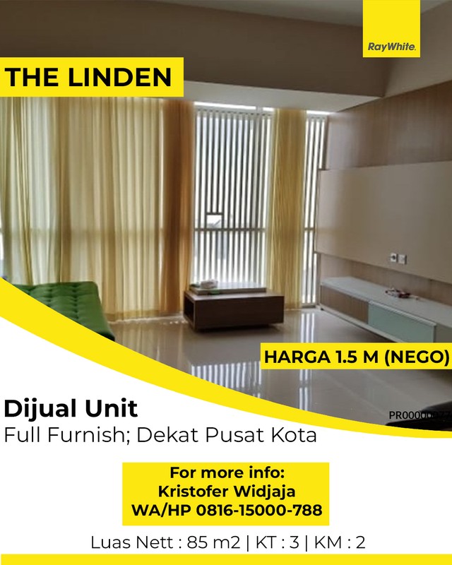 Dijual Apartemen The Linden Marvel City Surabaya - Full Furnish Siap Huni