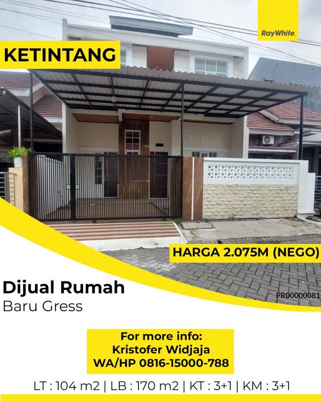 Dijual Rumah Baru Ketintang Madya Surabaya Selatan - Bangunan Premium Siap Huni