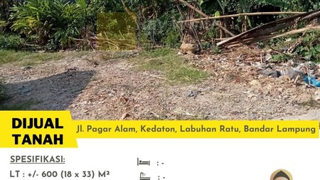 tanah murah jln pagar alam kedaton