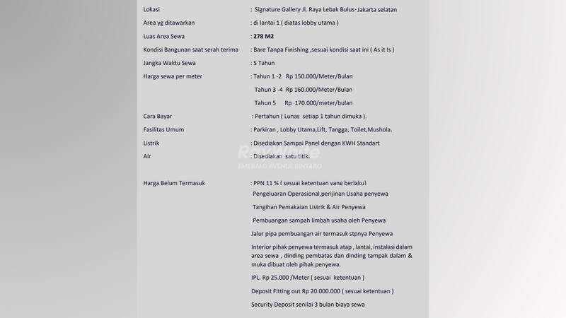 Ruang Komersial Strategis di Signature Gallery Lebak Bulus - Area Padat Penduduk, Dekat MRT & Tol, Cocok Usaha Kuliner!