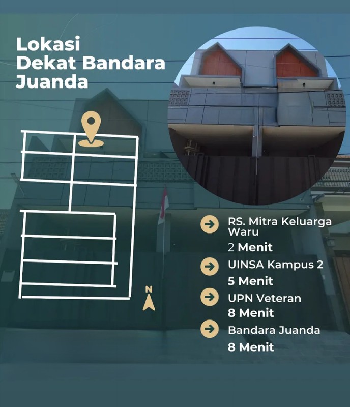 Dijual Rumah Usaha Kos Kost-an Baru Pondok Tjandra Indah - Palem Residence - Wadungasri - Waru Sidoarjo - 23 Kamar Tidur Full Furnished | Elektronik | Ac | Waterheater Dekat Akses Tol, Bandara Juanda