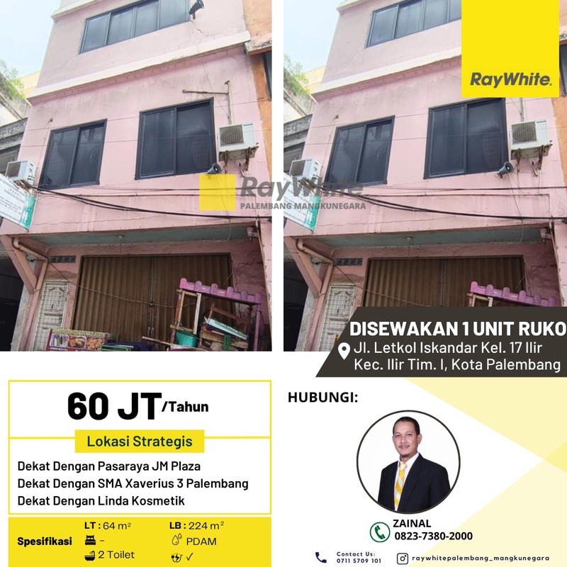 DISEWAKAN 1 UNIT RUKO TENGAH KOTA AREA STRATEGIS