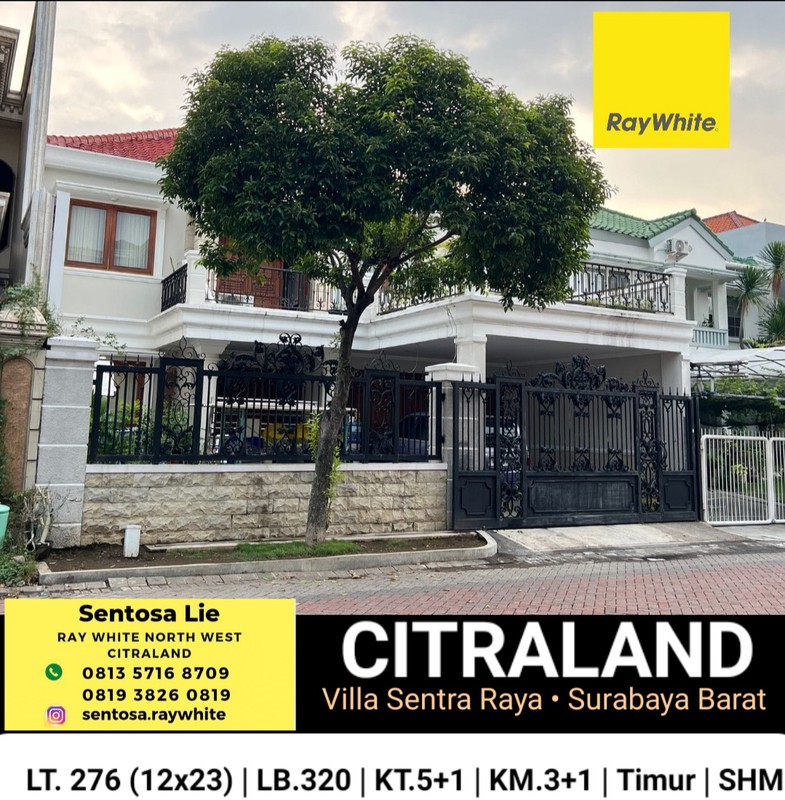 5 Milyar-an Luas 276 m2 Dijual Rumah Villa Sentra Raya Citraland - Lantai MARMER - Sanitary Grohe Kohler - Lokasi Terdepan Dekat Gwalk, Sekolah Ciputra - Special Row Jalan Lebar 4 Mobil