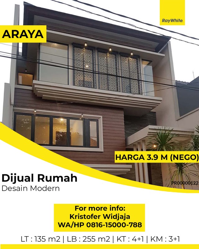 Dijual Rumah Galaxi Bumi Permai Surabaya - Baru, Desain Minimalis Modern