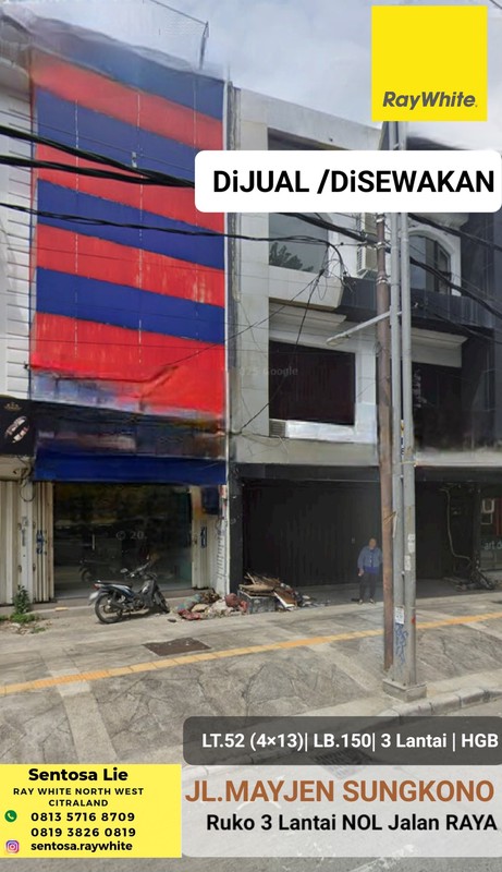 Dijual / Disewakan Ruko Mayjen Sungkono - Nol Jalan Raya Sebaris Ciputra World Mall - Cocok Buat Segala Usaha , Kantor, Beauty Salon, Skin Care Clinic