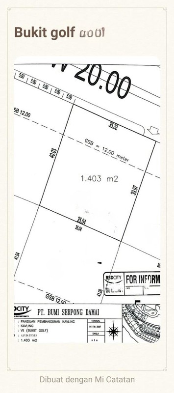 FOR SALE Kavling di BUKIT GOLF BSD