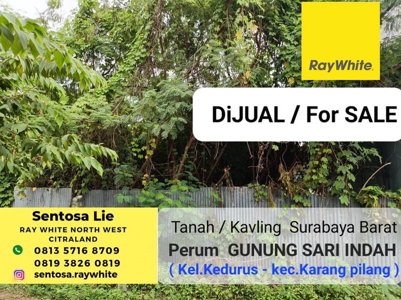 Dijual Tanah Kavling Perumahan Gunung Sari Indah - Kedurus - Karangpilang Surabaya Barat Dekat Raya Wiyung , Pakuwon Mall, Ptc