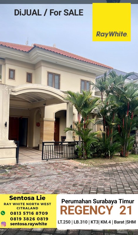 Dijual 250 m2 Rumah Regency 21 blok H - Surabaya Timur - Dekat Araya 1 Galaxy Bumi Permai, Galaxy Mall, ITS, Hokky MERR