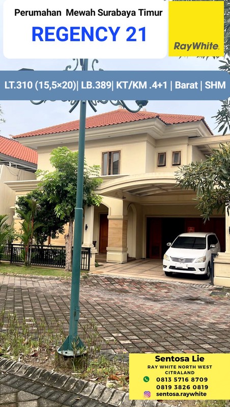 5 Milyar-an Rumah Regency 21 Blok H - Surabaya Timur - Garasi Carport 4 Mobil Luas Dekat Araya 1 Galaxy Bumi Permai, Galaxy Mall, Its, Hokky Merr, Manyar Kertoadi, Raya Kertajaya Indah